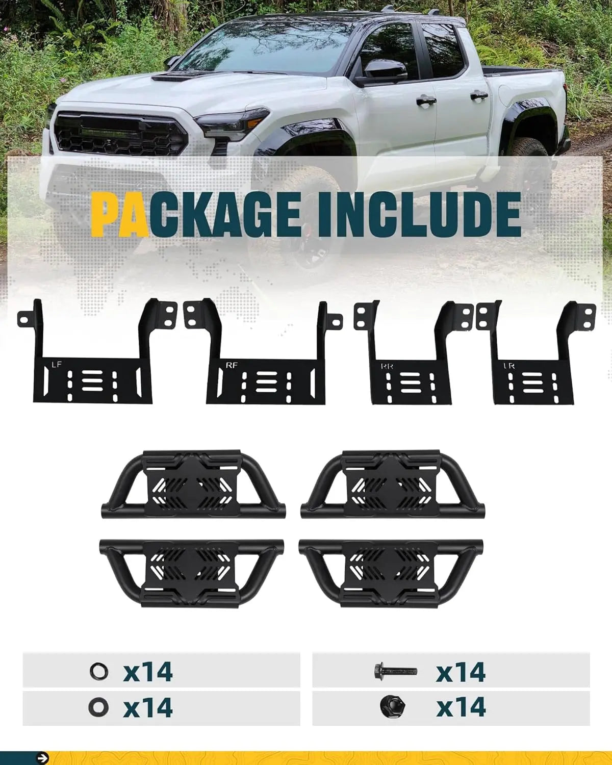 4Pcs EZ Side Steps for 2024 2025 Toyota Tacoma Double Cab-6