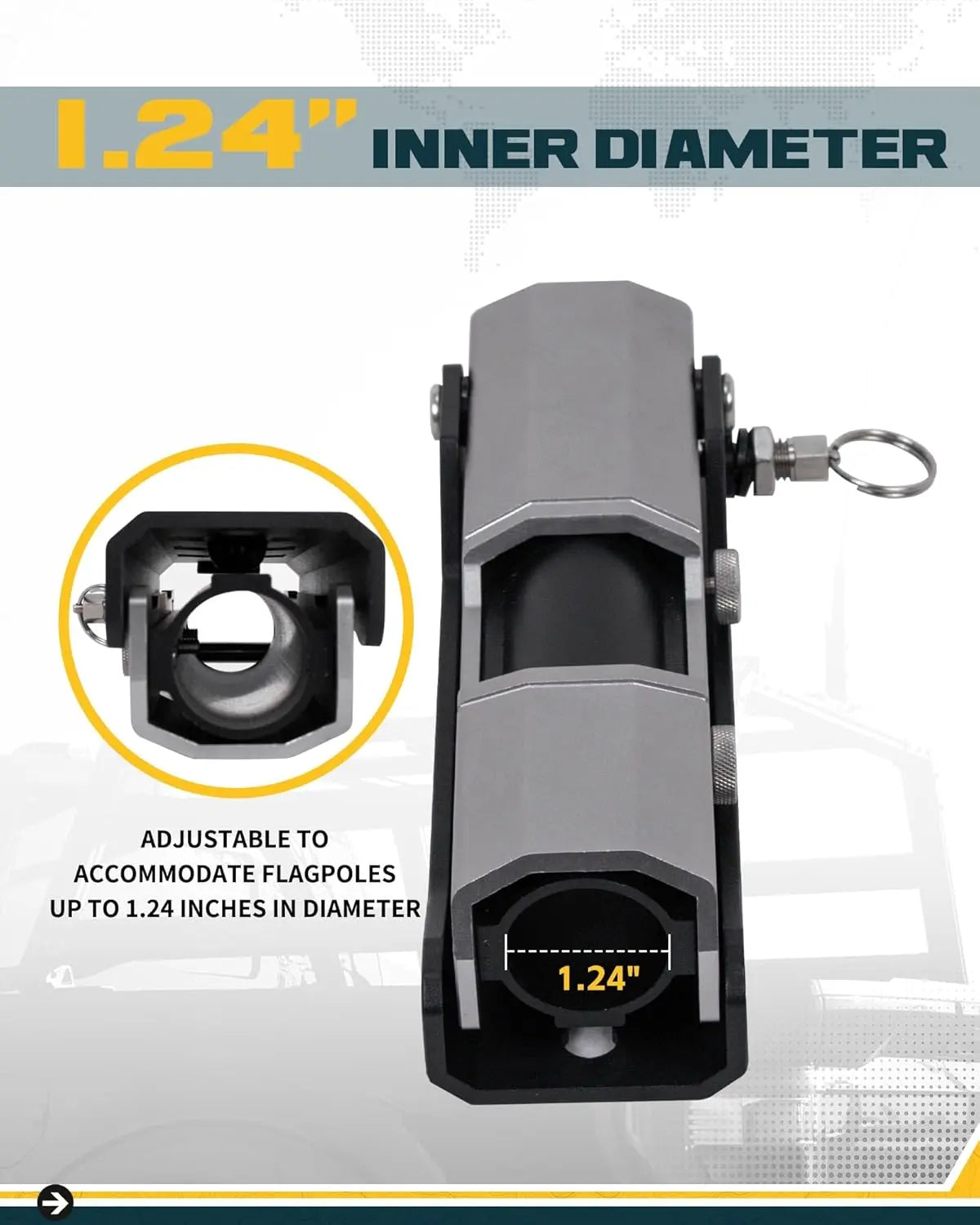Universal Flag Pole Mount with M8/M10 T-Slot-7