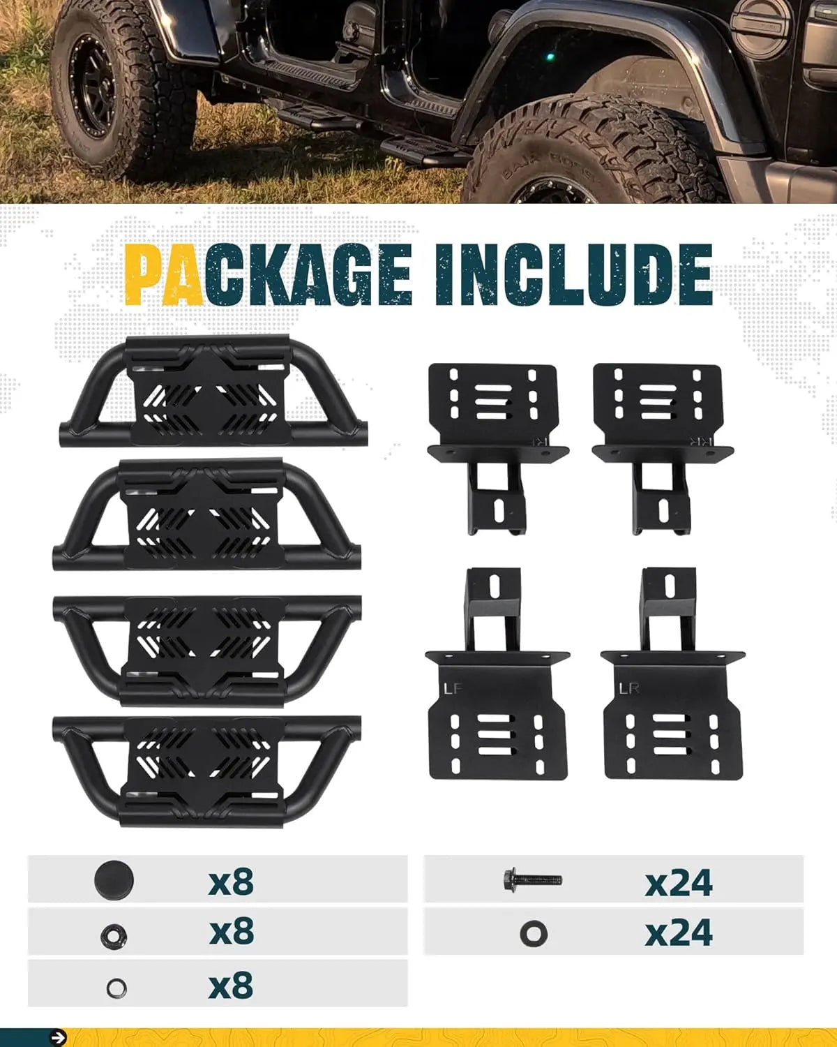 4X EZ Side Steps for 2007-2018 Jeep Wrangler JK-7