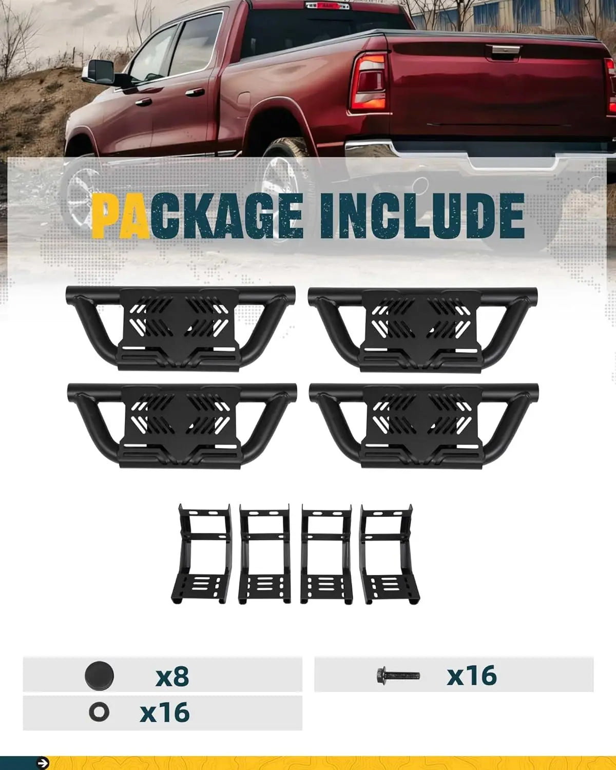 4x EZ Side Steps for Dodge RAM 1500 Crew Cab 2019-2025-7