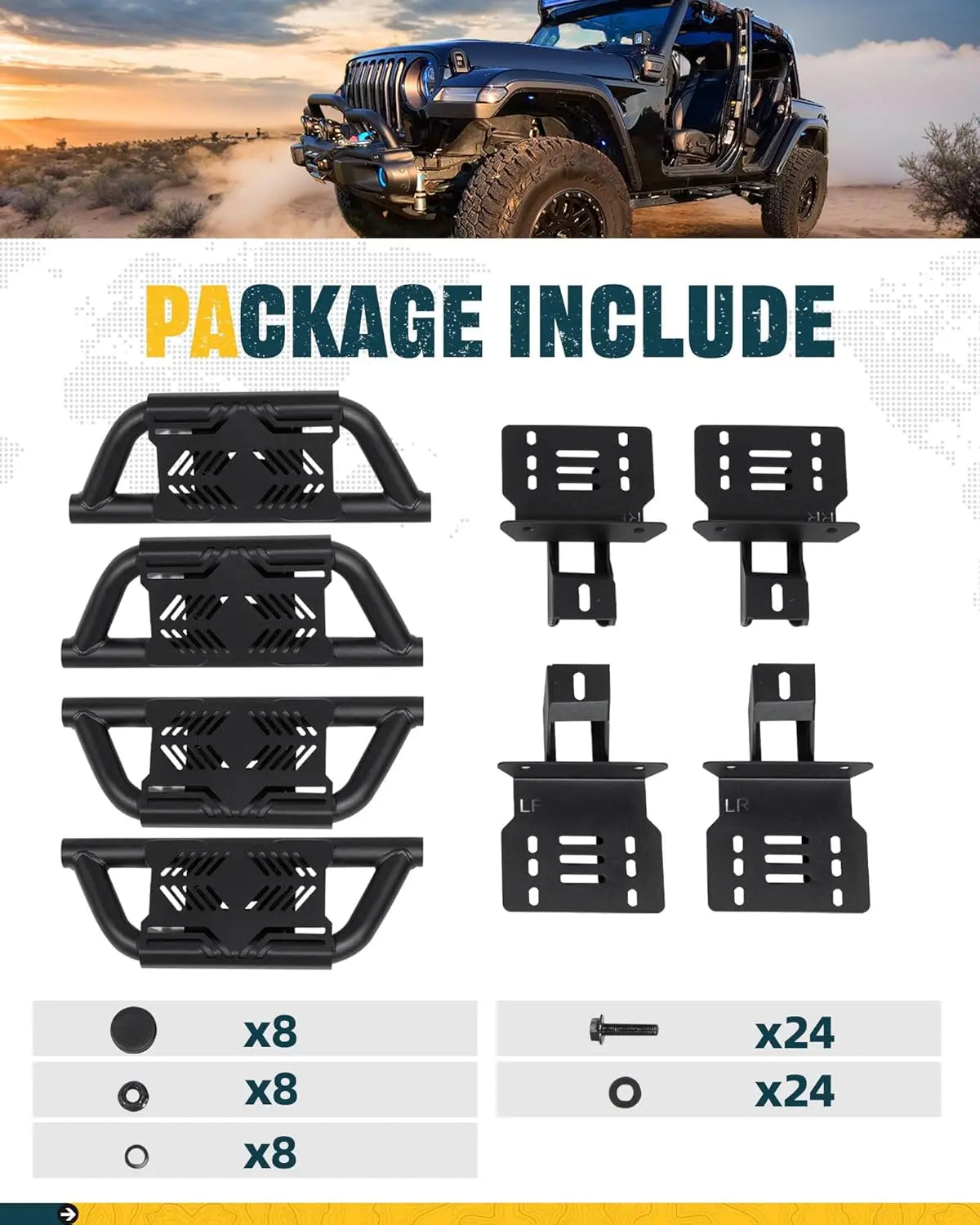 4X EZ Side Steps for 2018-2024 Jeep Wrangler JL-7