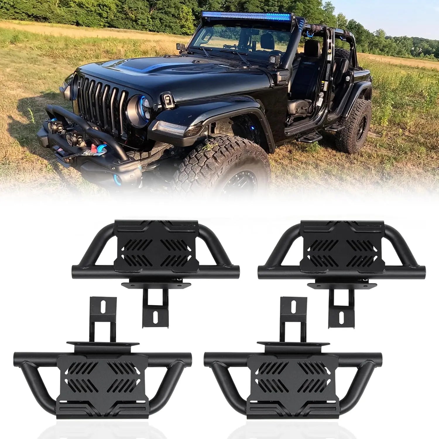4PCS EZ Side Steps for 2018-2025 Jeep Wrangler JL (NOT for Rock Rails)-2
