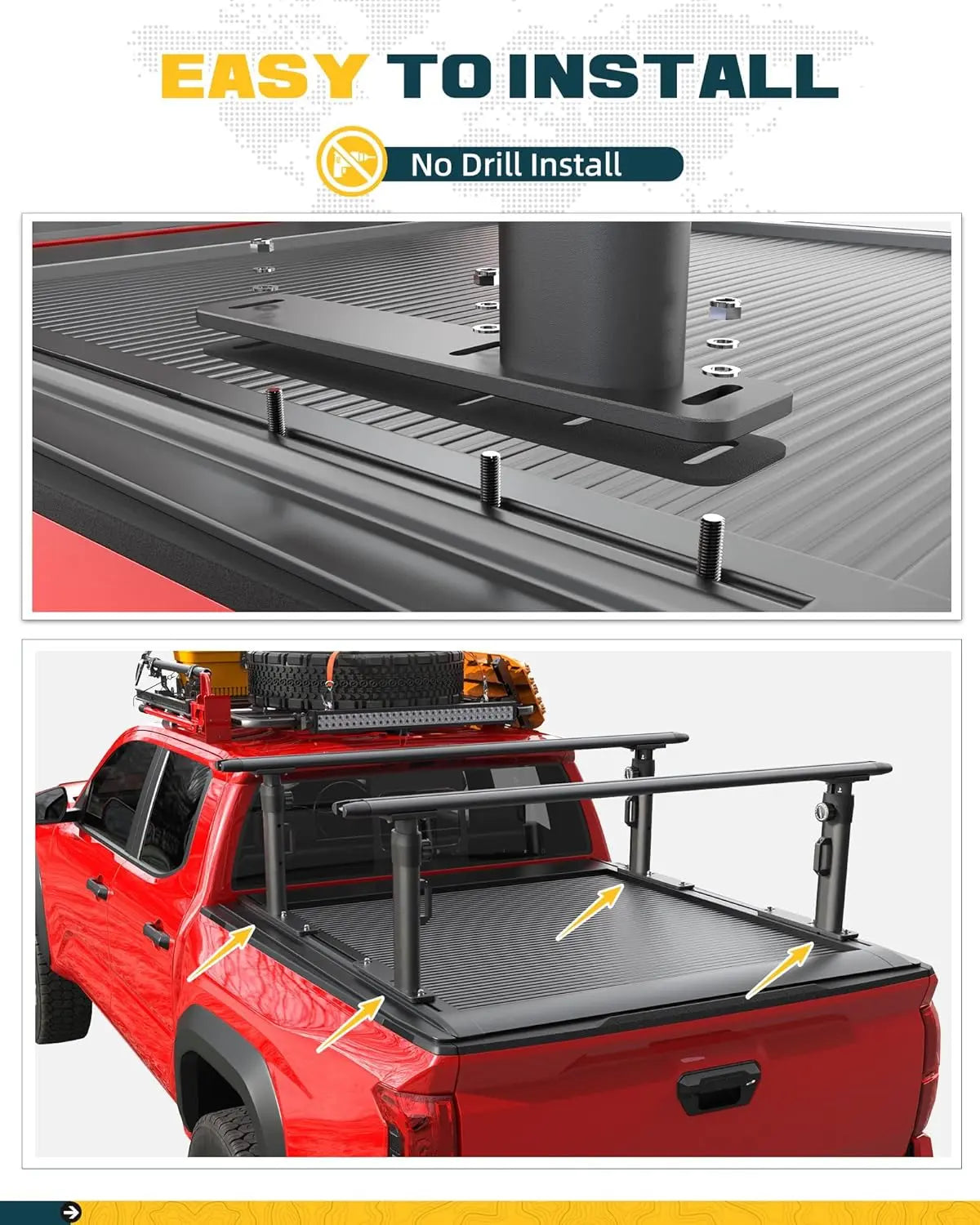 Truck Bed Rack Fit for Tacoma Gladiator Mid Size Pickups with Tonneau Cover w/T-Slot Rails-4