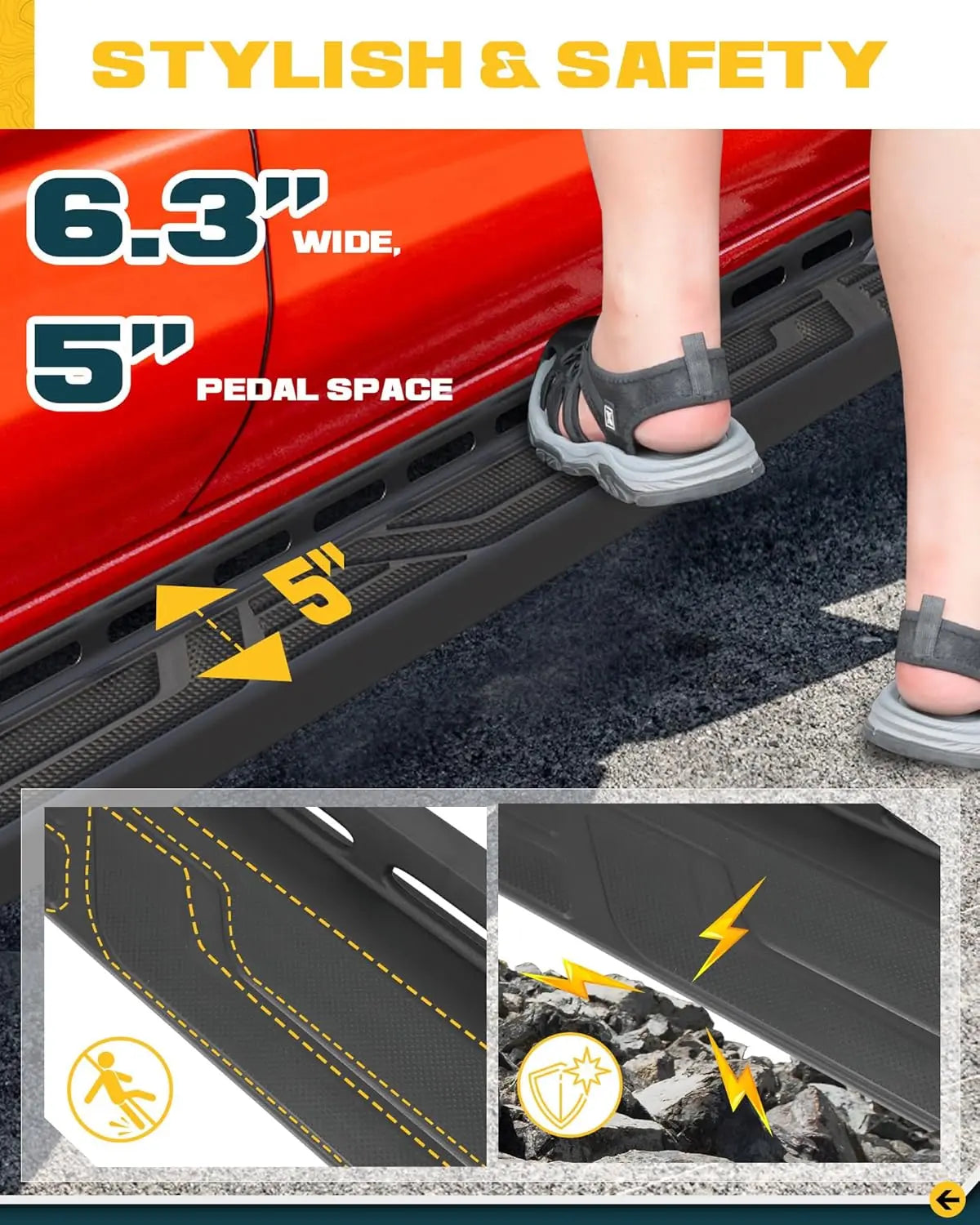 5" Running Boards Fit for 2024 2025 2026 Toyota Tacoma Double Cab Crew Cab with 4 Full-Size Doors Tacoma Side Step Step Bar-6