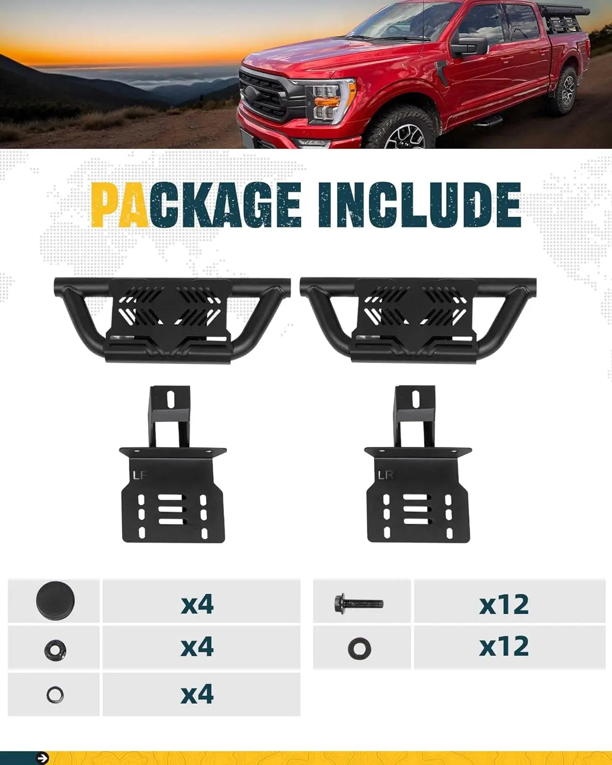 2PCS EZ Side Steps for 2015-2024 Ford F Series-8