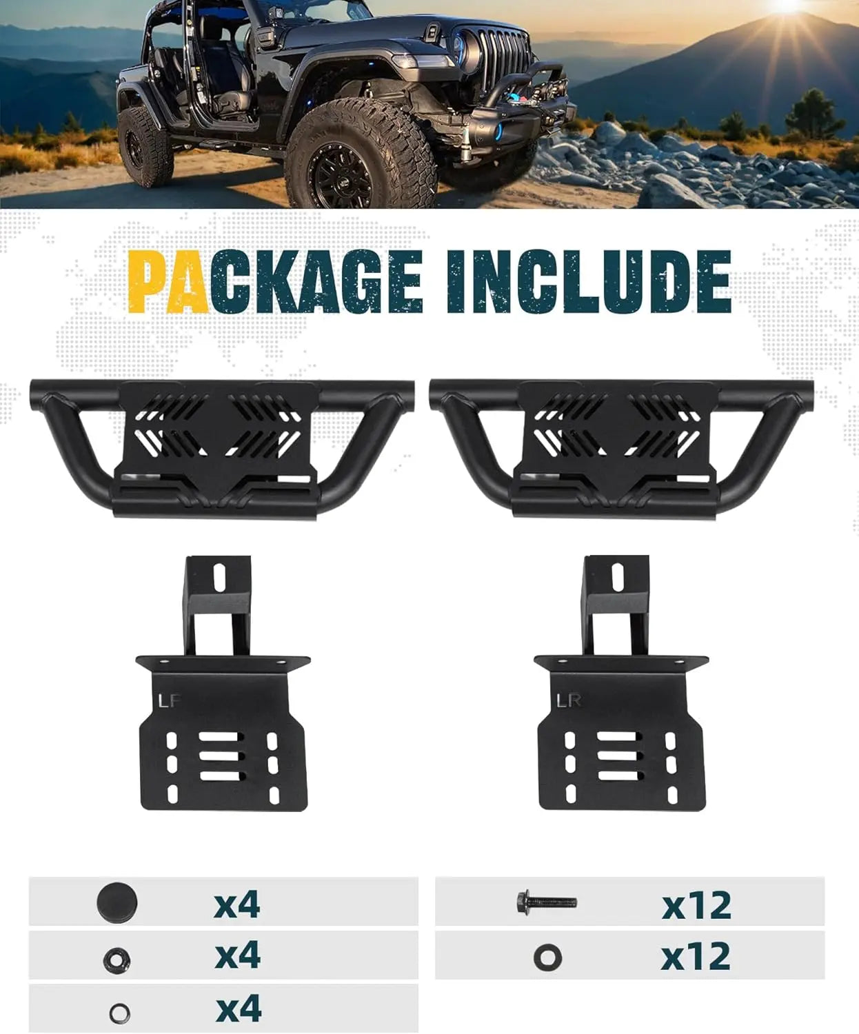 2X EZ Side Steps for 2018-2024 Jeep Wrangler JL-8