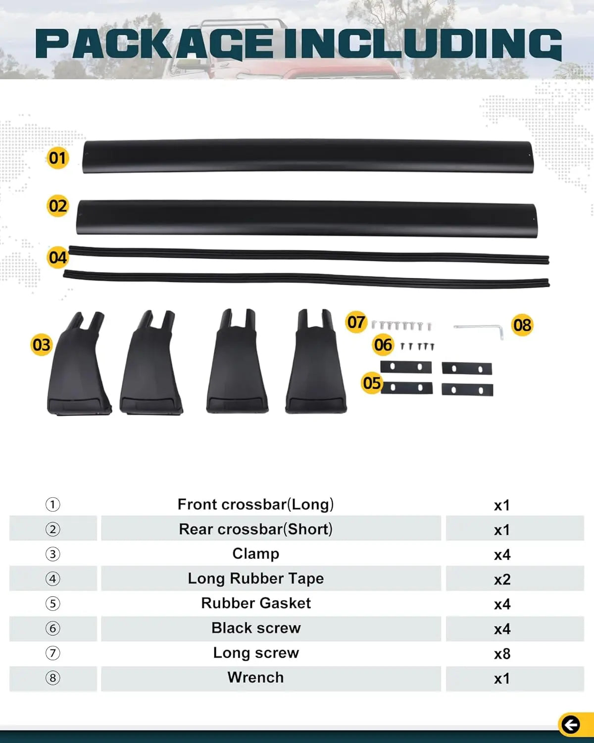 Roof Rack Cross Bars for Toyota Tacoma Double Cab/Crew Cab-8