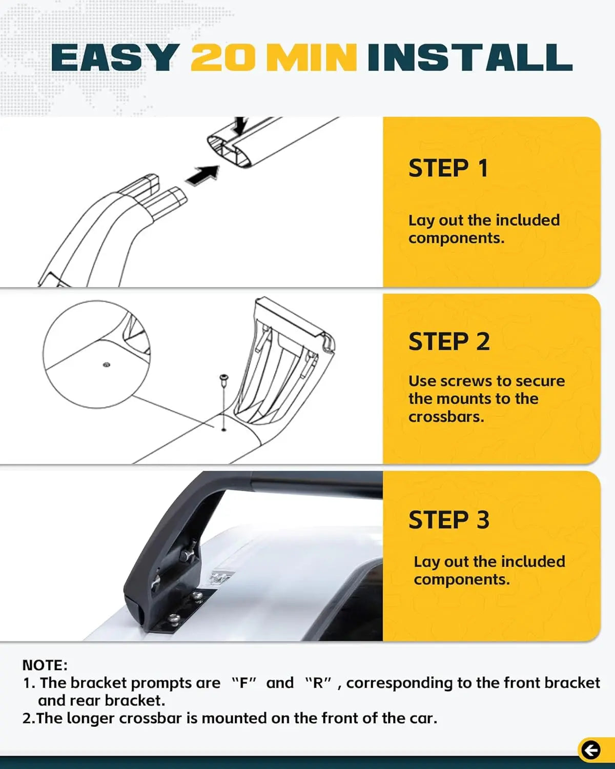 Roof Rack Cross Bars for Toyota Tacoma Double Cab/Crew Cab-9