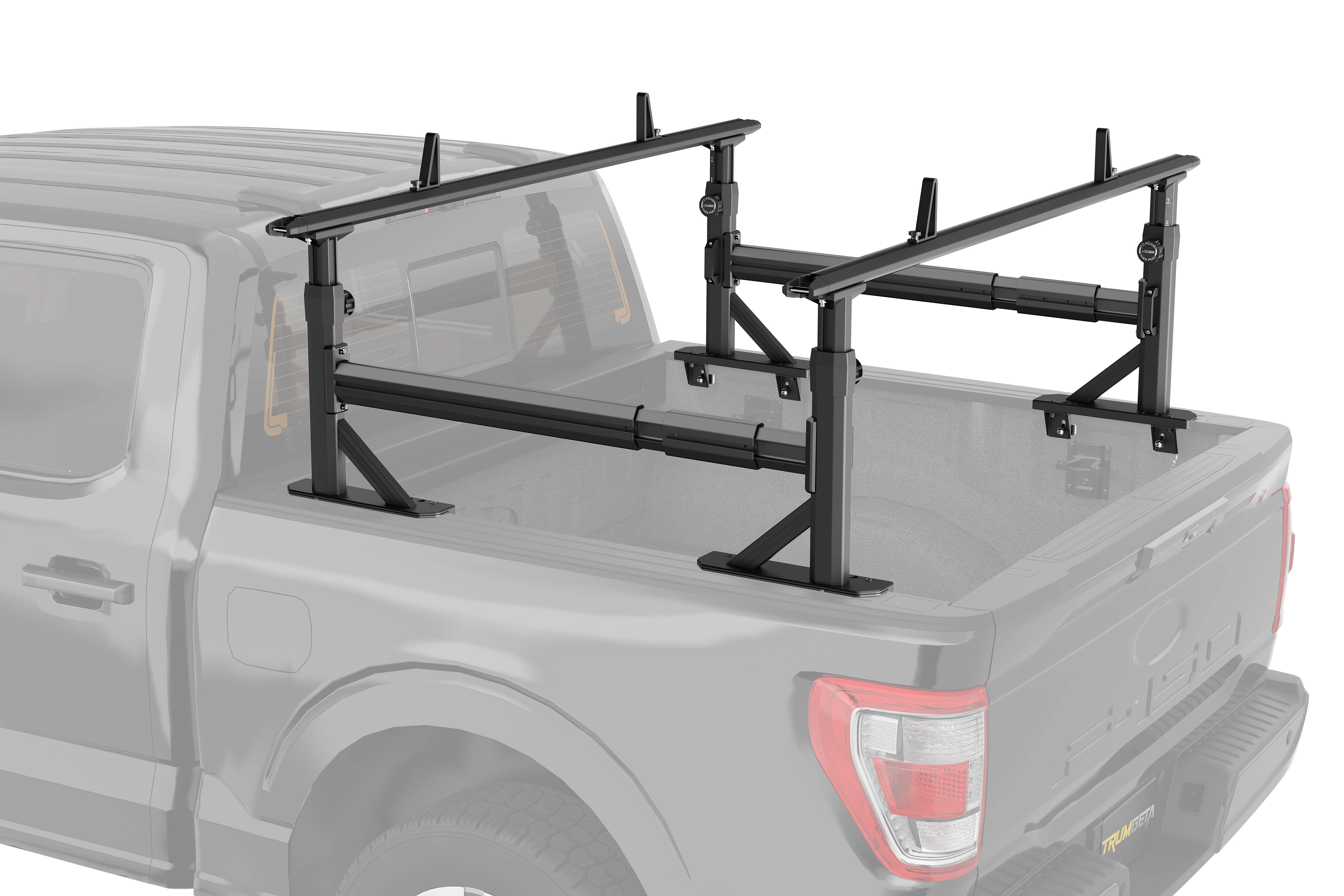 Adjustable Aluminum Truck Ladder Rack with Side Bar Fit for F150 Silverado Ram Sierra-TRUMGETA