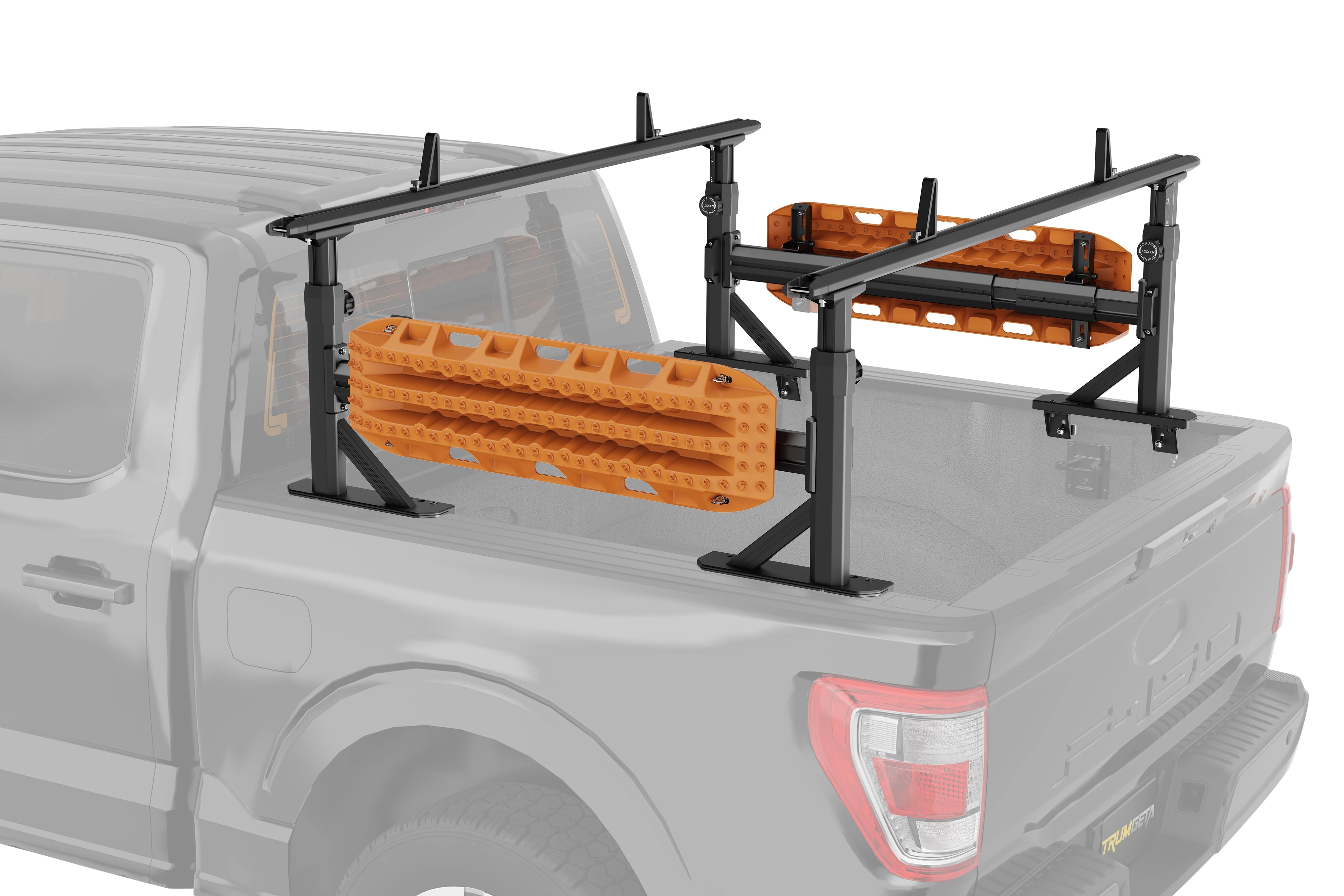 Adjustable Aluminum Truck Ladder Rack with Side Bar Fit for F150 Silverado Ram Sierra-TRUMGETA
