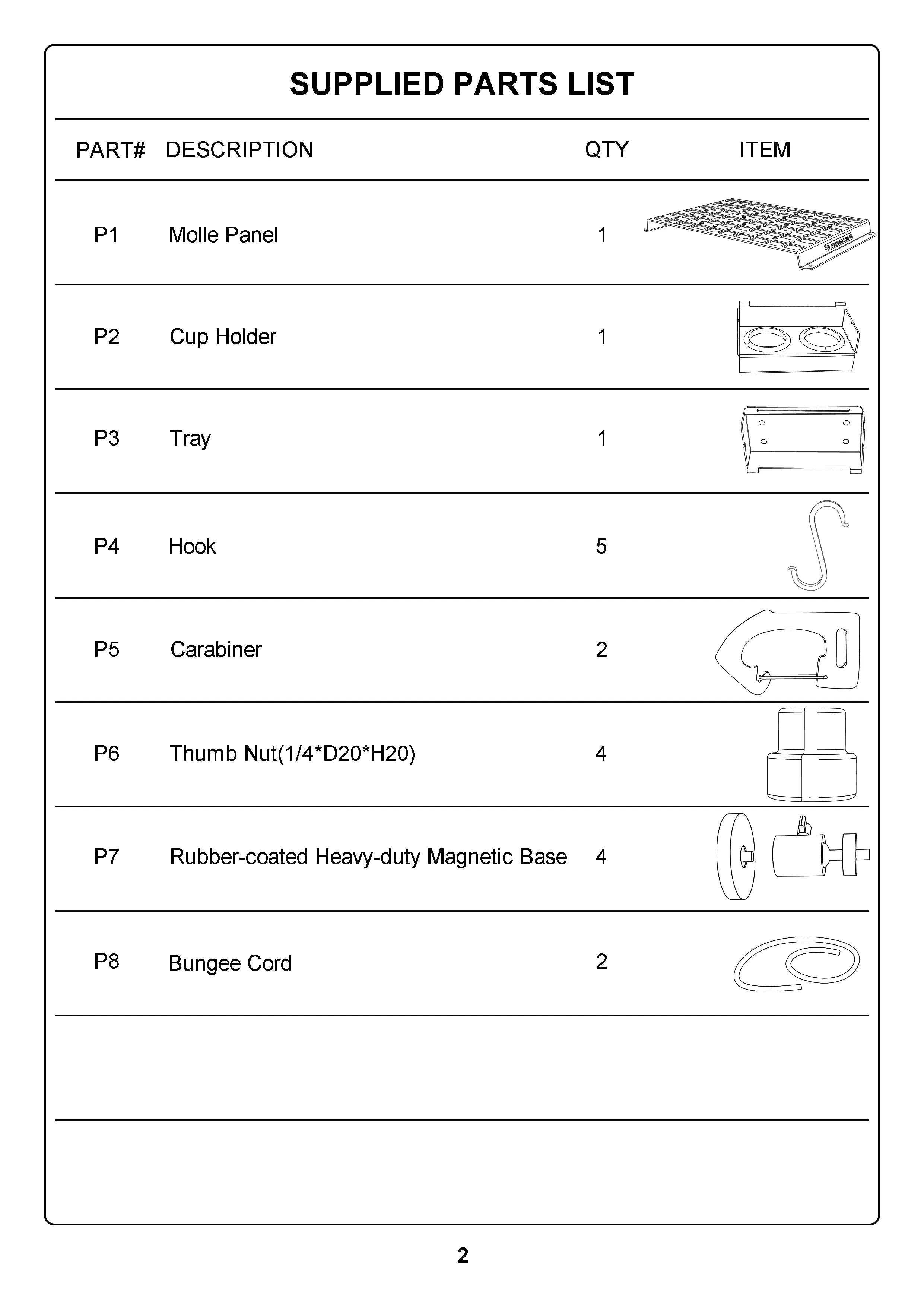 Magnetic Vehicle Side Tray System with MOLLE Panel for Pickup Camping, Outdoor Cooking and Jobsite Organization