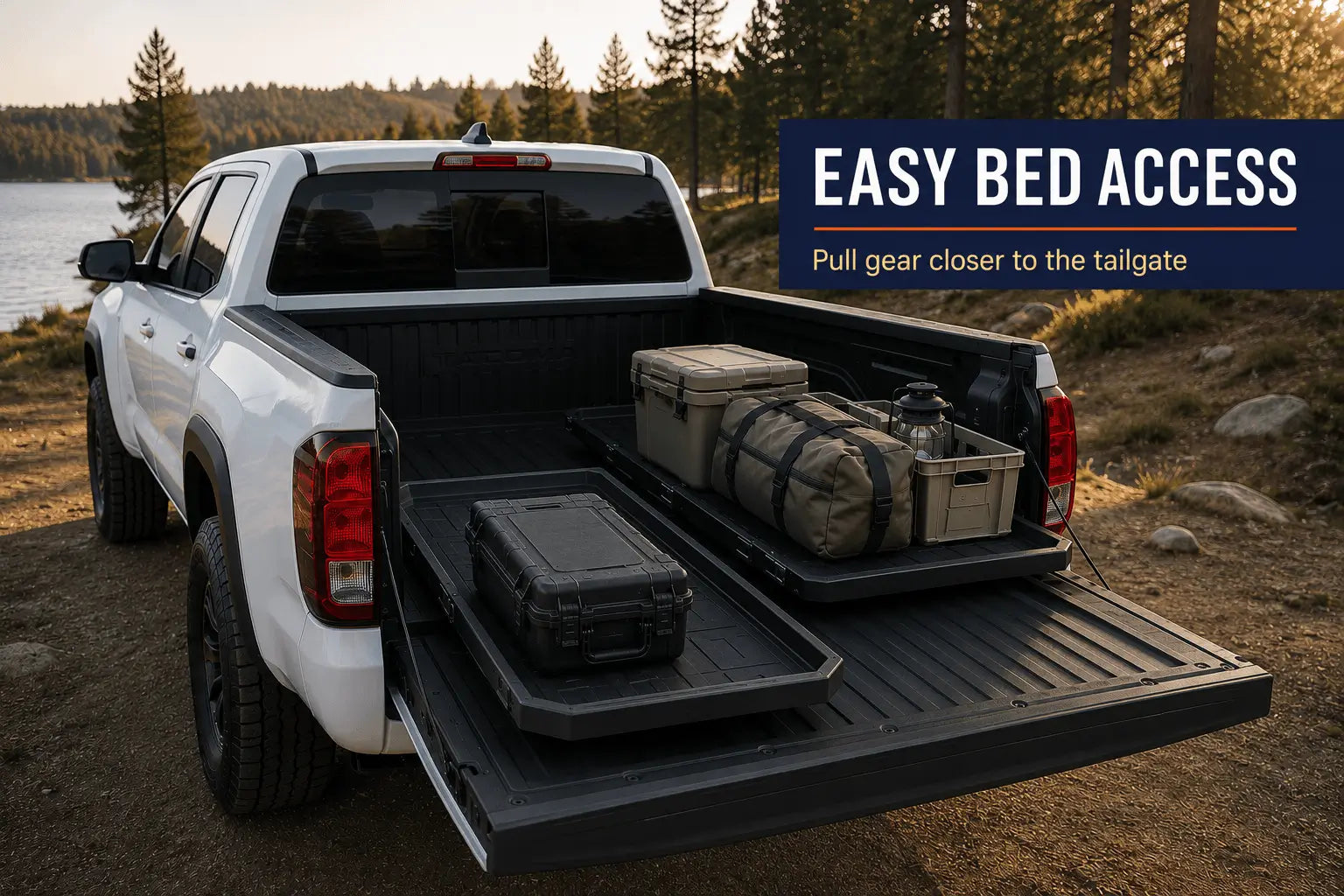 Trumgeta Slide-Out Truck Bed Cargo Tray Fit for Mid-Size & Full-Size Pickup Trucks