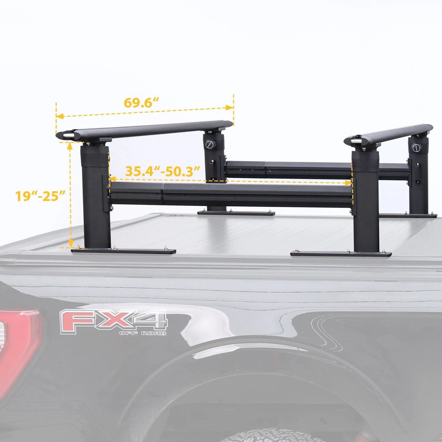 Truck Bed Rack Fit for F150,Silverado,Ram with Tonneau Cover, 800 LBS.Adjustable Ladder Rack, Heavy-Duty Pickup Rack Extendable Bed Rack with Side Bars-9